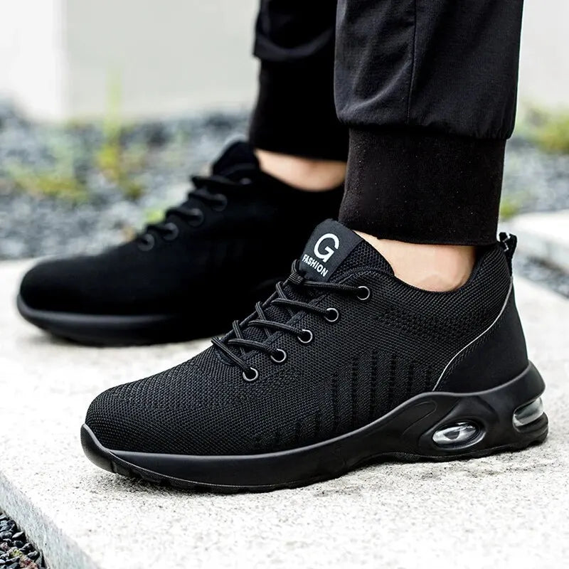 Luftkissen-Arbeitssicherheitsschuhe für Herren und Damen, atmungsaktive Arbeits-Sneaker, Stahlkappen-Schuhe, durchtrittsichere Sicherheitsschuhe