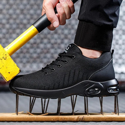 Luftkissen-Arbeitssicherheitsschuhe für Herren und Damen, atmungsaktive Arbeits-Sneaker, Stahlkappen-Schuhe, durchtrittsichere Sicherheitsschuhe