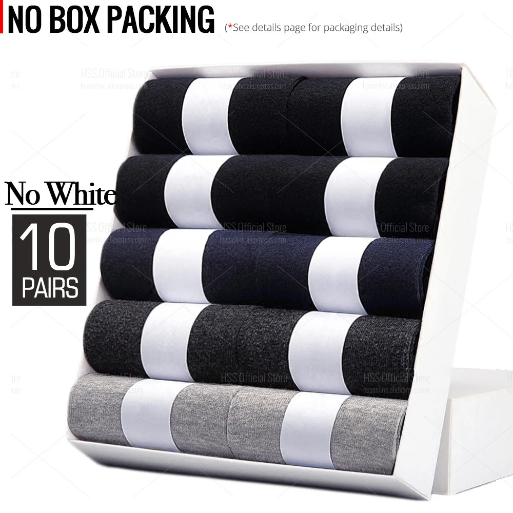 HSS 5/10 Pairs Men's Cotton Blend Socks Black Business Men Socks Soft Breathable Summer Winter for Male Socks Plus Size (6.5-14)