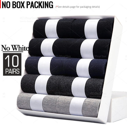 HSS 5/10 Pairs Men's Cotton Blend Socks Black Business Men Socks Soft Breathable Summer Winter for Male Socks Plus Size (6.5-14)
