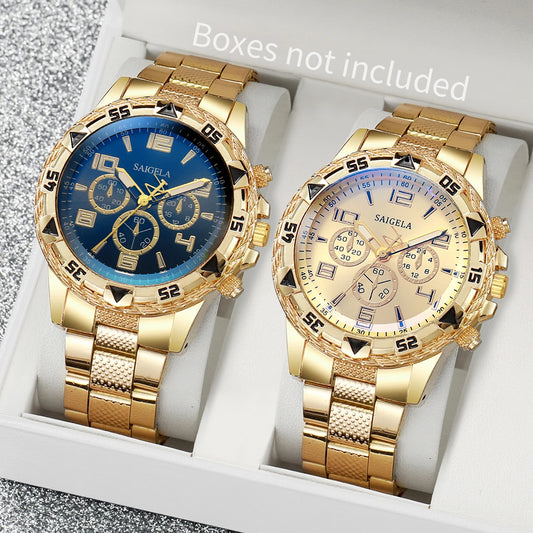 2er-Set Herren Business-Uhren, modisches Quarzuhren-Set mit arabischem Zifferblatt und Stahlband (ohne Box)