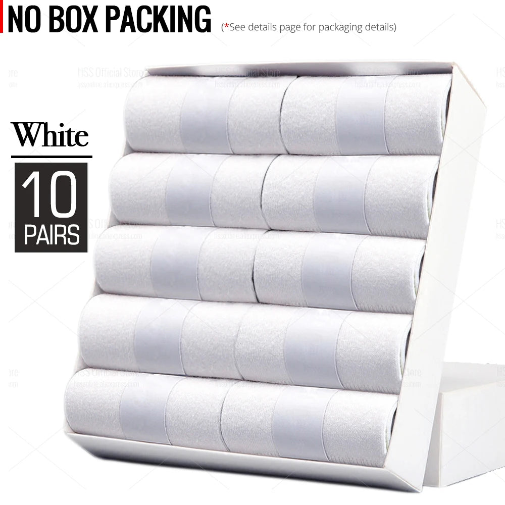 HSS 5/10 Pairs Men's Cotton Blend Socks Black Business Men Socks Soft Breathable Summer Winter for Male Socks Plus Size (6.5-14)