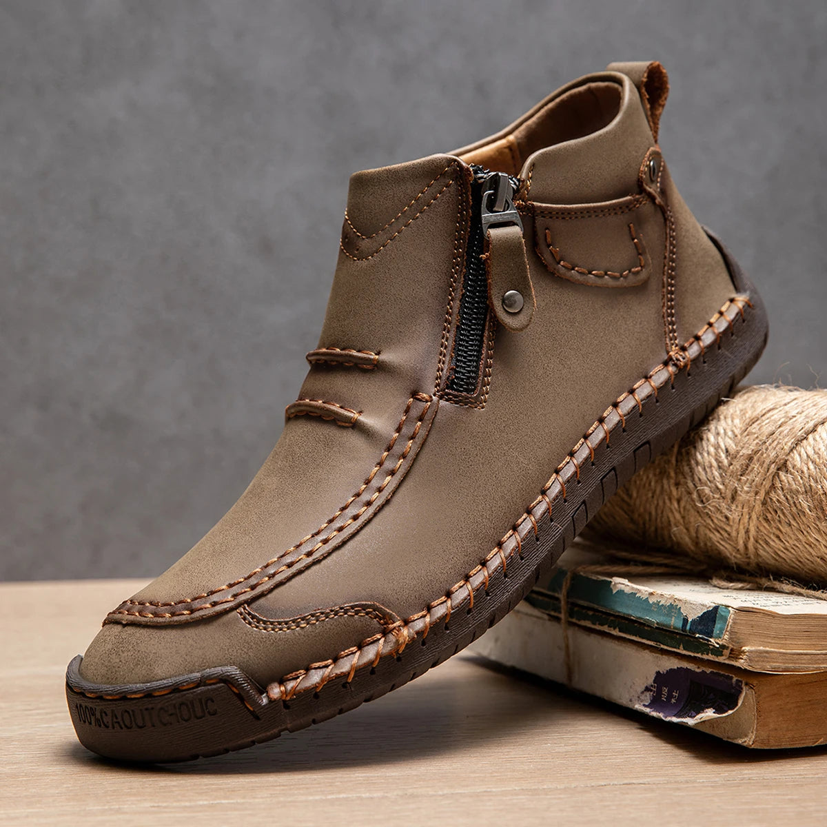 Neue Herbst Handgefertigte Leder Herrenstiefel Outdoor Design Sneaker Herren Atmungsaktive Freizeitschuhe Leder Herren Knöchelstiefel Herbst Übergröße