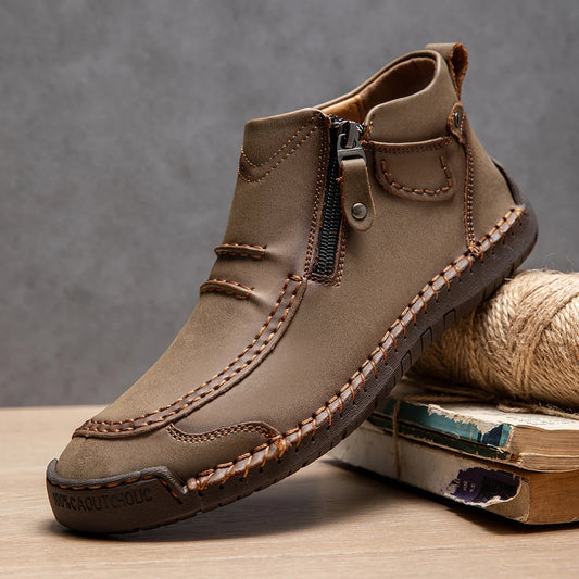 Neue Herbst Handgefertigte Leder Herrenstiefel Outdoor Design Sneaker Herren Atmungsaktive Freizeitschuhe Leder Herren Knöchelstiefel Herbst Übergröße