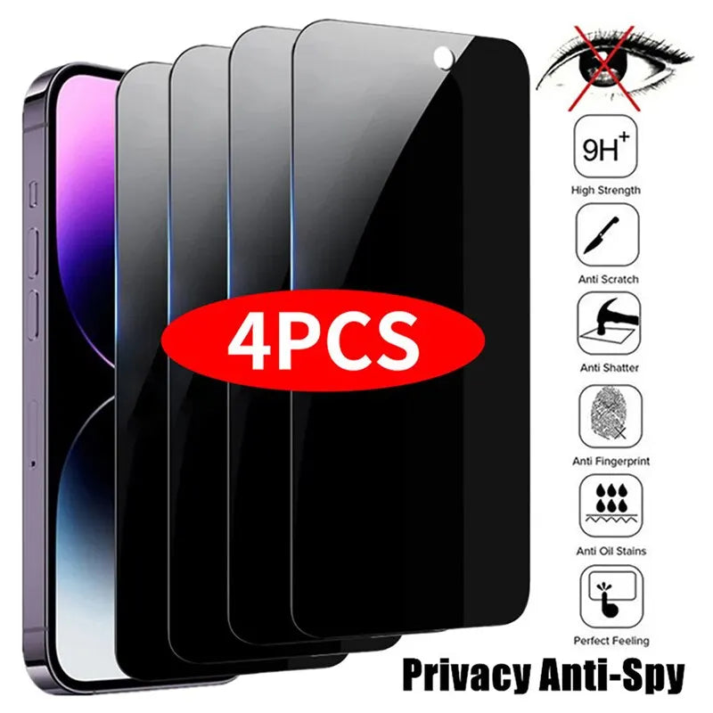 4 STÜCK Blickschutzfolie für iPhone 14 Pro Max 16 Pro Anti-Spy Glas für iPhone 13 15 12 11 Pro Max 13 Mini Panzerglas