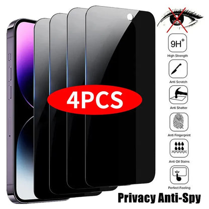 4 STÜCK Blickschutzfolie für iPhone 14 Pro Max 16 Pro Anti-Spy Glas für iPhone 13 15 12 11 Pro Max 13 Mini Panzerglas