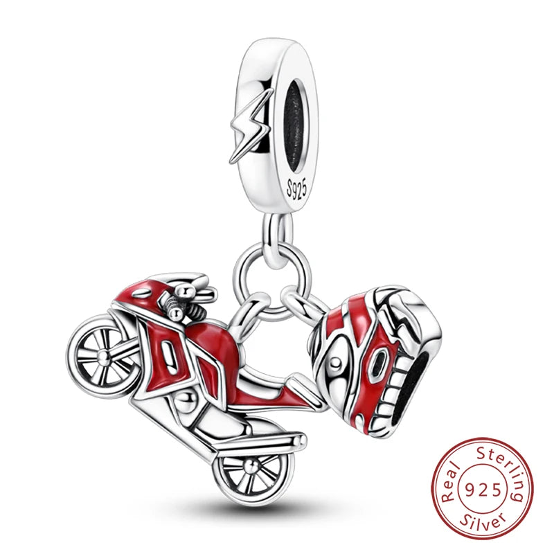 Original 925 Sterling Silber Rote Charm Perlen Rotwein Chili Hantel Anhänger für Frauen Passend für DIY Armband Geburtstag Schmuck Geschenk