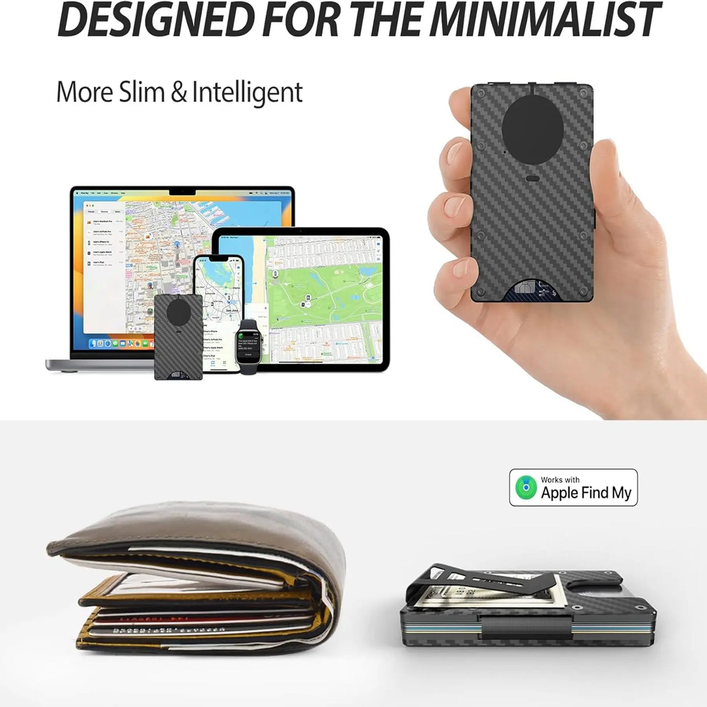 Geldbörse Integriertem Airtag-Chip RFID Blockierendem Kreditkartenfach