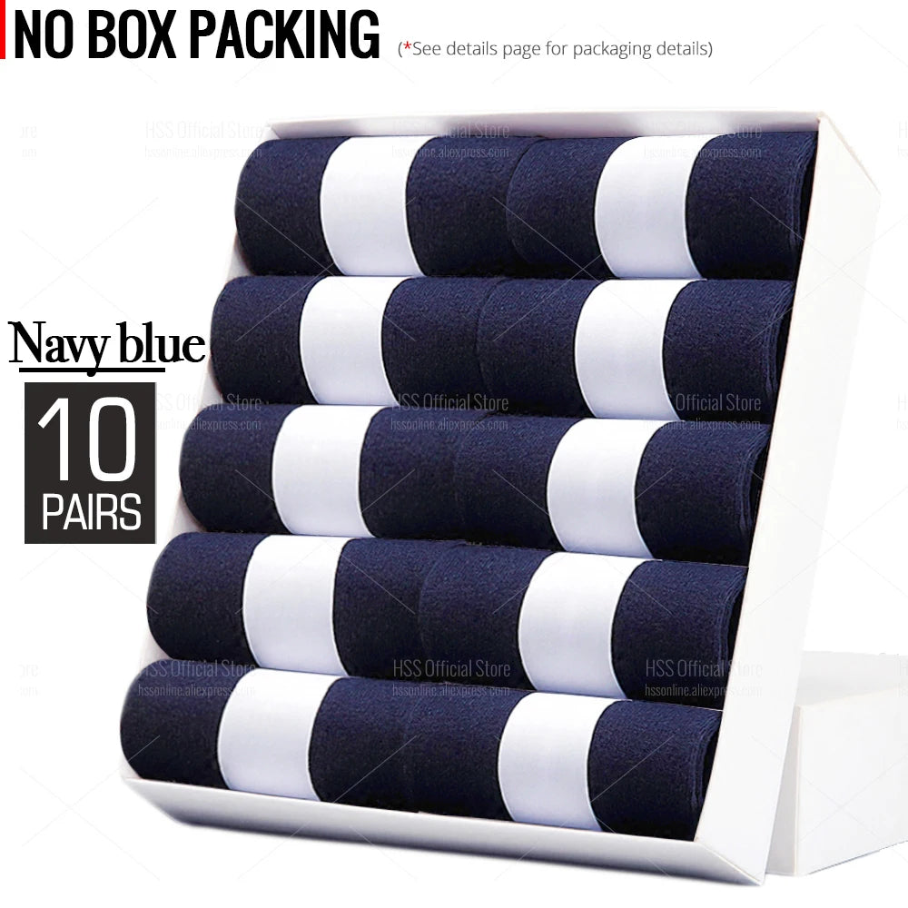 HSS 5/10 Pairs Men's Cotton Blend Socks Black Business Men Socks Soft Breathable Summer Winter for Male Socks Plus Size (6.5-14)