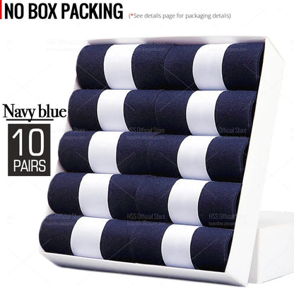 HSS 5/10 Pairs Men's Cotton Blend Socks Black Business Men Socks Soft Breathable Summer Winter for Male Socks Plus Size (6.5-14)