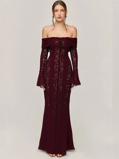 Suninheart White Evening Dresses for Events Red Long Sleeve Lace Elegant Party Dresses 2025 Women Luxury Wedding Prom Dress Gown