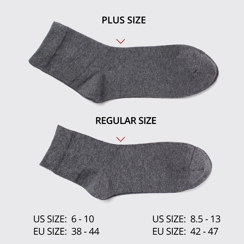 HSS 5/10 Pairs Men's Cotton Blend Socks Black Business Men Socks Soft Breathable Summer Winter for Male Socks Plus Size (6.5-14)