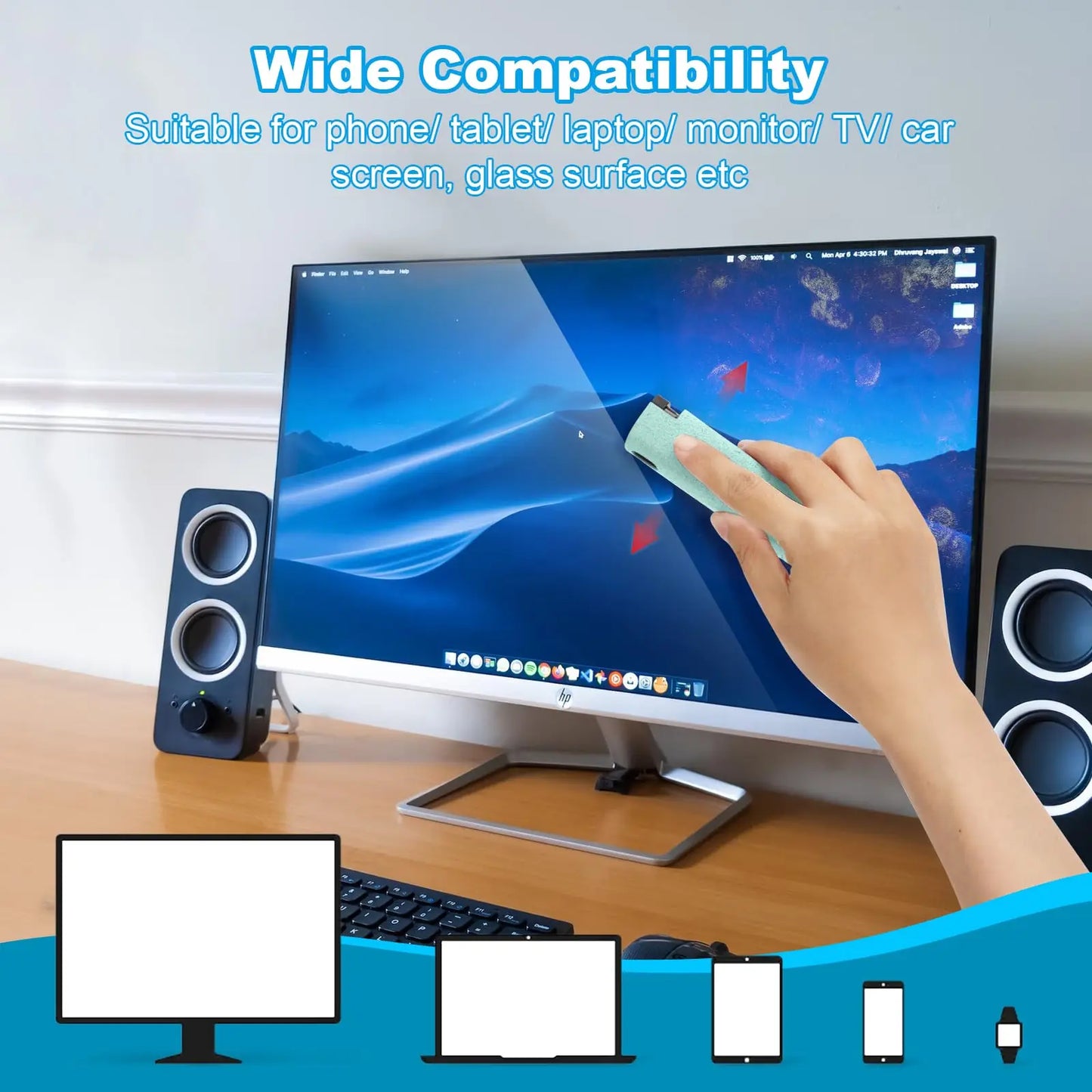 2-in-1 Handy Displayreiniger Spray Tragbarer Tablet-Telefon-Touchscreen-Reiniger Mikrofasertuch-Set Glas Mini-Reinigungs-Artefakt