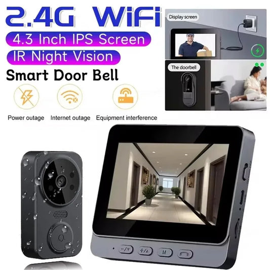 Smart Video Doorbell Camera Wireless, 1080P HD with Night Vision, 2.4G WiFi, Motion Detection, 2-Way Audio, and Cloud Service