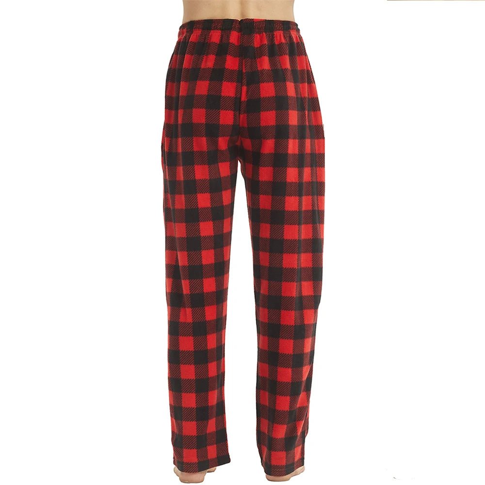 Herren-Pyjamahosen mit Taschen, Fleece-PJs, weiche, warme karierte Pyjamahosen, Lounge-Schlafhosen, Loungewear, Nachtwäsche