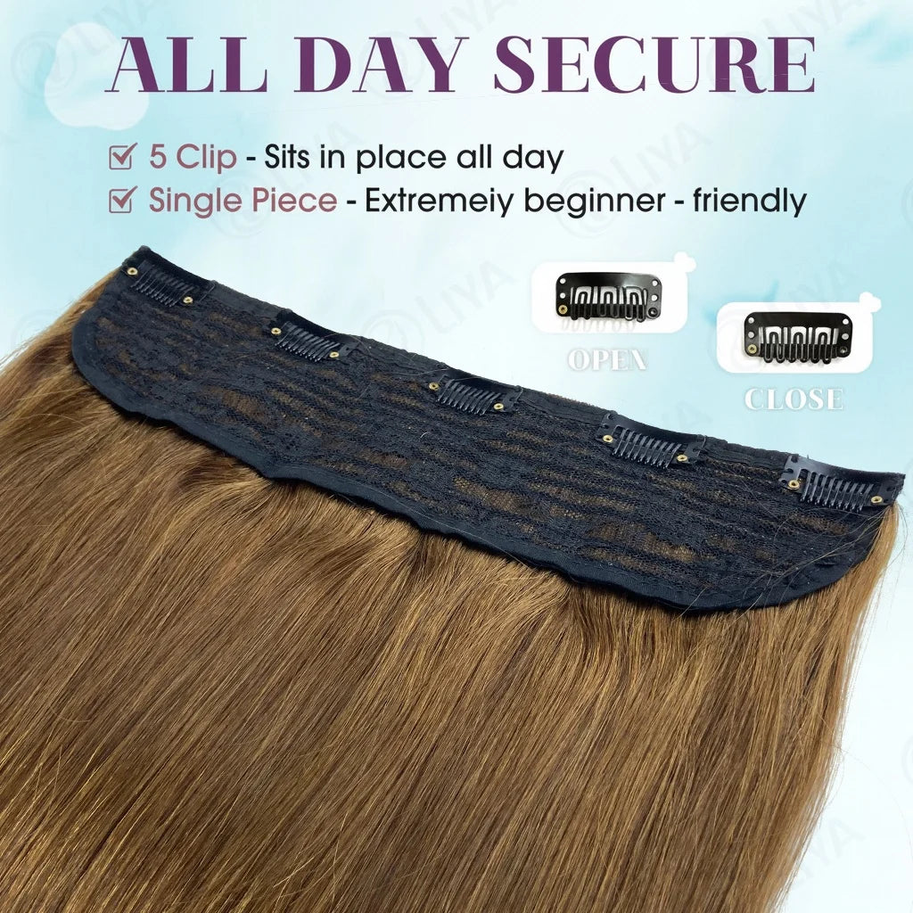 #6 Light Brown Bone Straight Clip In Hair Extensions 1 Piece 5 Clips Full Head One-Piece Clip In Human Hair Extensions 100G/Set