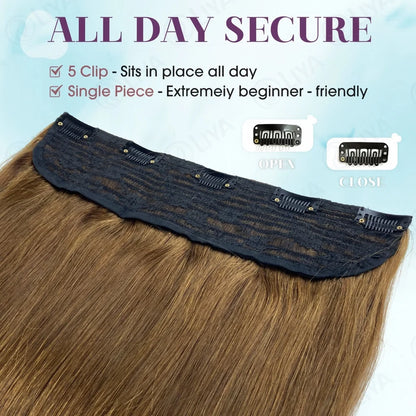 #6 Light Brown Bone Straight Clip In Hair Extensions 1 Piece 5 Clips Full Head One-Piece Clip In Human Hair Extensions 100G/Set