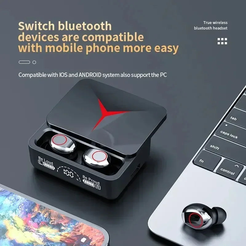 VIKEFON M90 TWS Bluetooth 5.3 Kopfhörer Kabellose Ohrhörer Touch-Steuerung Gaming-Headsets HIFI Stereo Geräuschunterdrückung mit Mikrofon
