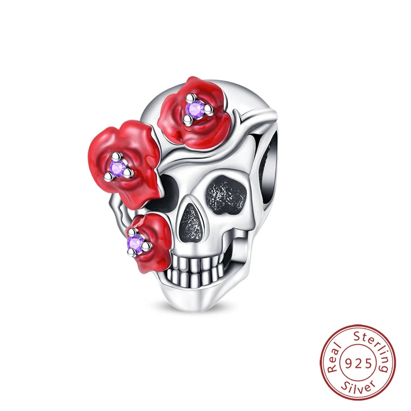 Original 925 Sterling Silber Rote Charm Perlen Rotwein Chili Hantel Anhänger für Frauen Passend für DIY Armband Geburtstag Schmuck Geschenk