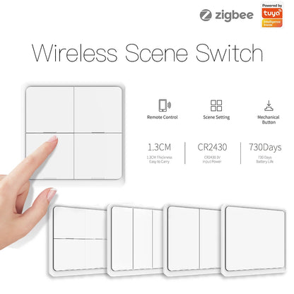 MOES 4-fach Tuya ZigBee Wireless 12-Szenen-Schalter Taster Batteriebetrieben Automatisierungsszenario für Tuya Geräte