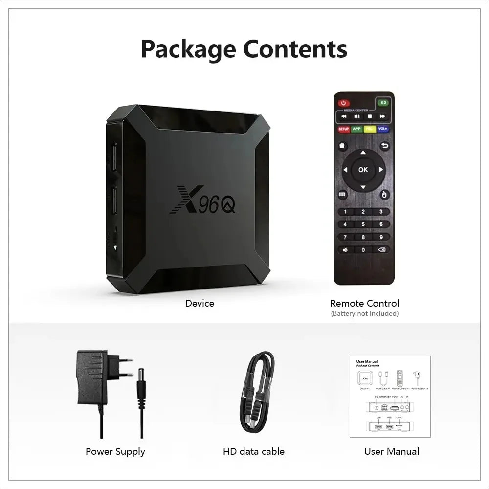X96Q TV Box Android 10.0 4K Allwinner H313 Quad Core 2.4G Wifi Google Player Youtube Media Player X96 2GB 16GB Smart Set Top Box