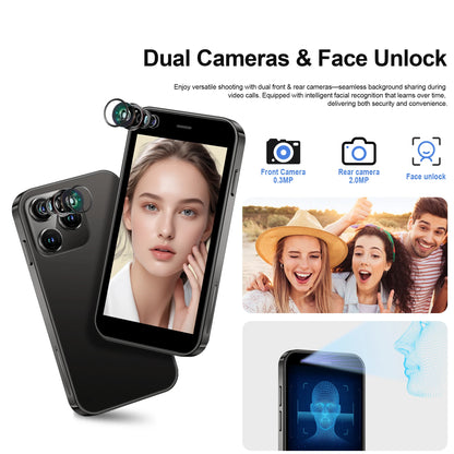 SERVO Mini Smartphone 3,0" Display 2GB+16GB 3G WCDMA Gesichtserkennung WiFi GPS Play Store Android Smartphone Dual-SIM Standby