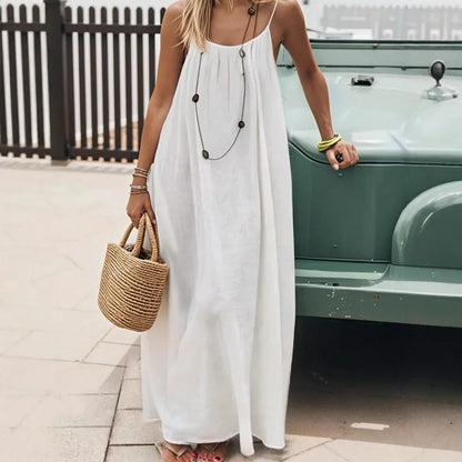 2026 Loose-Fit Spaghettiträgerkleid Damen Freizeit Hauskleid Sommerkleid Einfarbig Urlaub Kühl Hauskleid