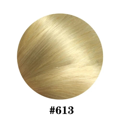 Fish Line 100 Human Hair Extension Piece Hair Blonde Remy Straight Hair Fishing Wire with 3 Clips Invisible Wire Hair Extension