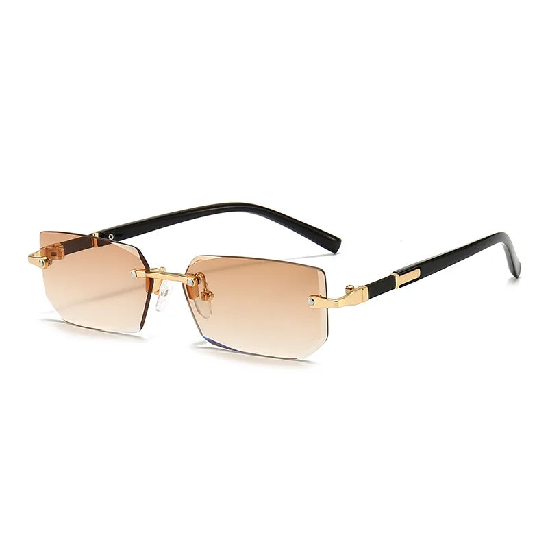 Clearance_Rimless Sunglasses Rectangle Fashion Popular Women Men Shades Small Square Sun Glasses For Female Male Summer Travelin