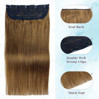 #6 Light Brown Bone Straight Clip In Hair Extensions 1 Piece 5 Clips Full Head One-Piece Clip In Human Hair Extensions 100G/Set