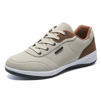 YRZL Herrenschuhe Frühling Herbst Wasserdichte Walking-Sneaker Freizeit Herren Ledersportschuhe Rutschfeste Tennisschuhe für Herren