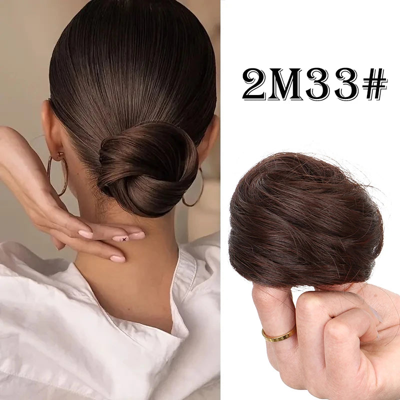 Synthetic Messy Bun Hair Piece Chignon Extension Mini Rubber Band Hair Bun Scrunchies Donut Hair Accessory Easy to Wear