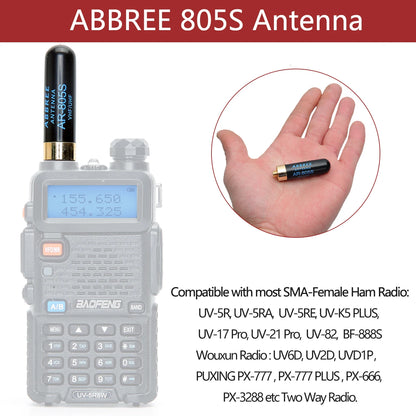 ABBREE Mini Walkie-Talkie-Antenne AR-805S SMA-Female Dualband Hochleistungsantenne für Baofeng BF-888S UV-5R UV-21 PRO Amateurfunk