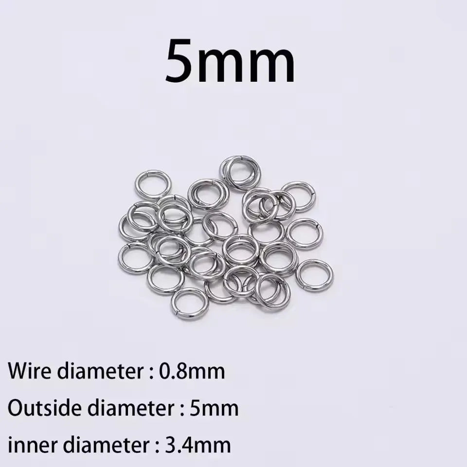 200 Stück 3-10mm Edelstahl Biegeringe Offene Einzelösen Jump Rings Verbinder für DIY Schmuckherstellung Zubehör