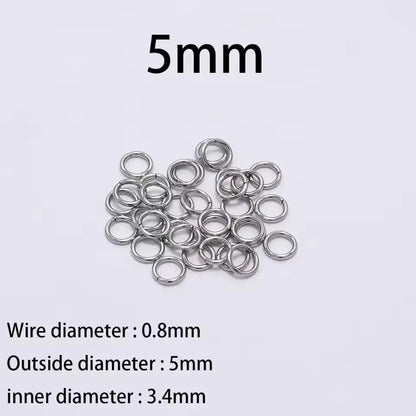 200 Stück 3-10mm Edelstahl Biegeringe Offene Einzelösen Jump Rings Verbinder für DIY Schmuckherstellung Zubehör