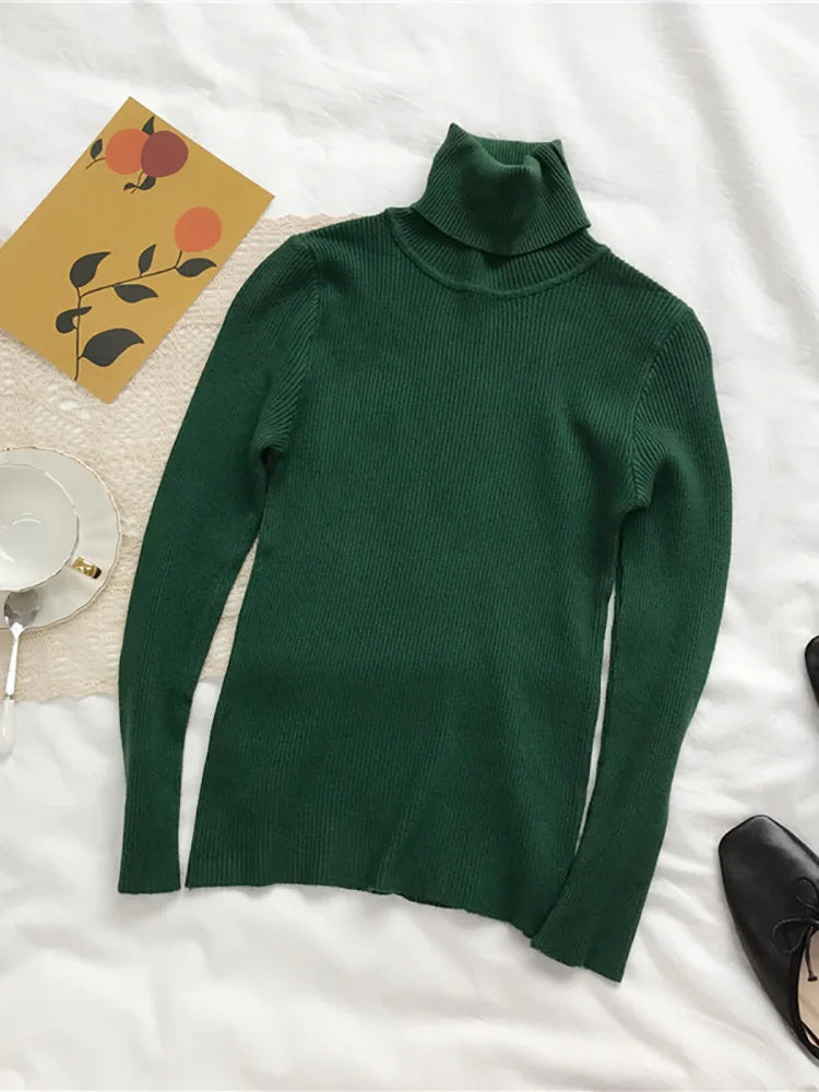 Turtleneck Sweater Womens 2025 Autumn Winter Tops Korean Slim Women Pullover Jumper Knitted Sweater Pull Femme Hiver Truien