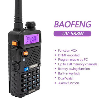 Baofeng Walkie Talkie UV 5R 5W 8W Dual Band Ham Zwei-Wege-Funkgerät Vhf Uhf FM Radio Handheld Transceiver Jagd 16KM
