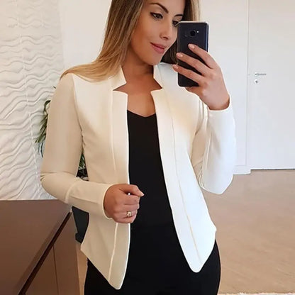 2025 Women's Thin White Blazer Summer Autumn Slim Fit Long Sleeve Open Stitch Office Coat Tops Black Ladies Fashion Outwear