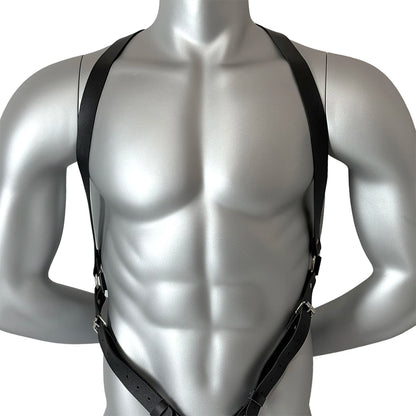 Men Fashionable PU Leather Harness Belts Street Style Gothic Belt Punk Rock Exotic Clothing Accessory Belt