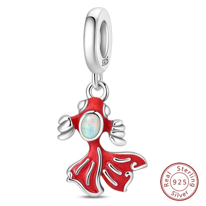 Original 925 Sterling Silber Rote Charm Perlen Rotwein Chili Hantel Anhänger für Frauen Passend für DIY Armband Geburtstag Schmuck Geschenk