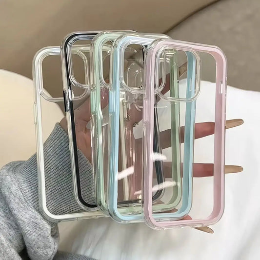 Luxuriöse Candy-Color-Handyhülle mit Rahmen und transparenter Rückseite für iPhone 18 17 16 15 14 13 12 Pro Max 11 16PLUS, stoßfeste Acryl-Bumper-Hülle