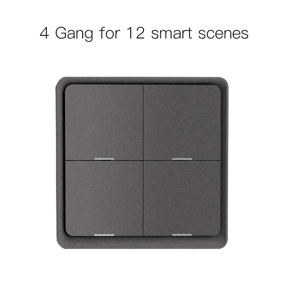 MOES 4-fach Tuya ZigBee Wireless 12-Szenen-Schalter Taster Batteriebetrieben Automatisierungsszenario für Tuya Geräte