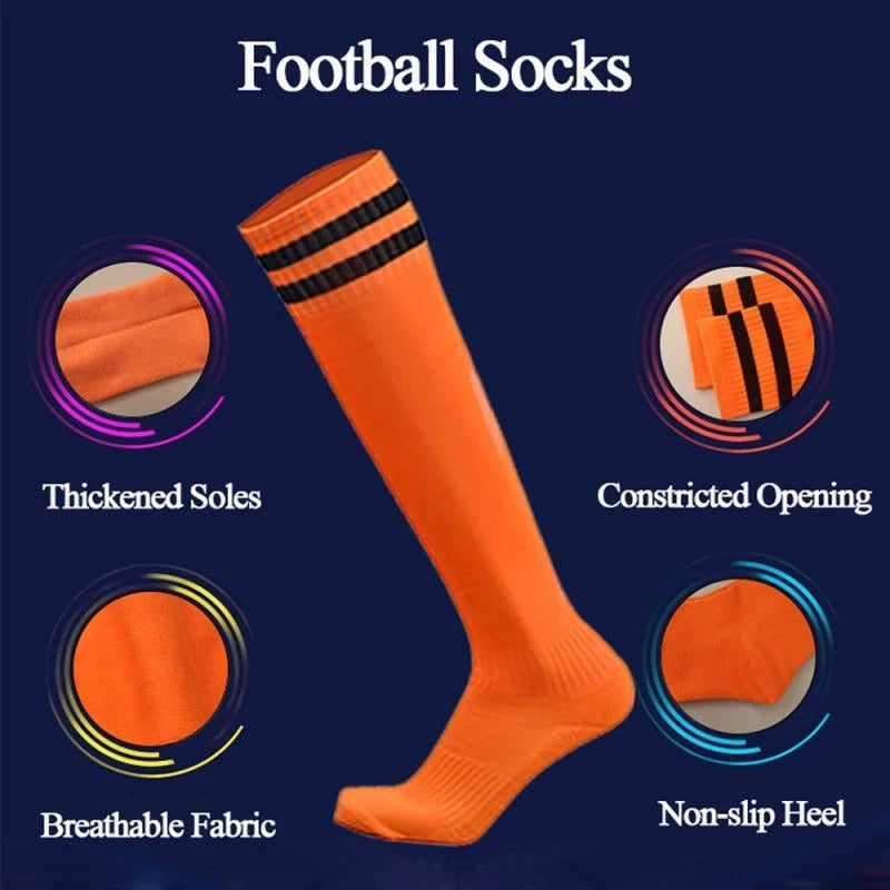 Kinder Fußballsocken Sport Rutschfeste Lange Schlauch Fußballstrümpfe Basketball Atmungsaktive Kniestrümpfe Gestreifte Jungen Mädchen Socken
