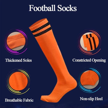Kinder Fußballsocken Sport Rutschfeste Lange Schlauch Fußballstrümpfe Basketball Atmungsaktive Kniestrümpfe Gestreifte Jungen Mädchen Socken
