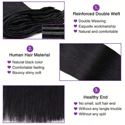 Seamless Clip ins Extensions Human Hair Straight Brazilian Remy Real Natural Soft Hair 8Pcs 120G Clip on Human Hair Extensions