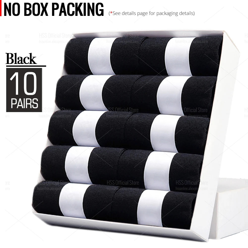 HSS 5/10 Pairs Men's Cotton Blend Socks Black Business Men Socks Soft Breathable Summer Winter for Male Socks Plus Size (6.5-14)