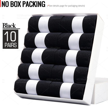 HSS 5/10 Pairs Men's Cotton Blend Socks Black Business Men Socks Soft Breathable Summer Winter for Male Socks Plus Size (6.5-14)