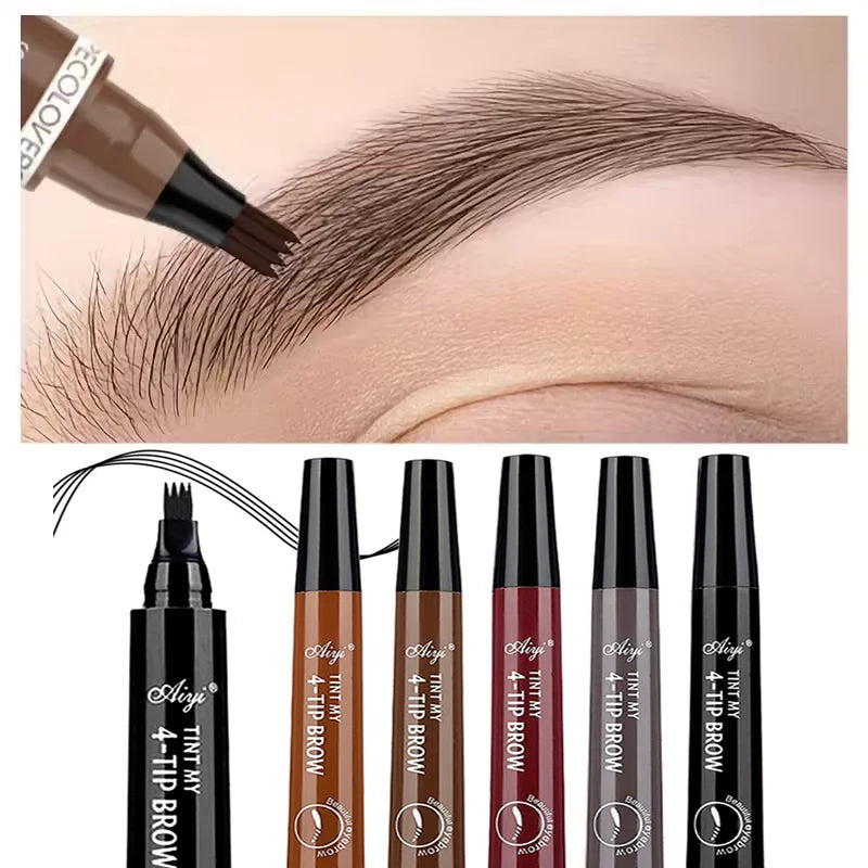 4-Zinken Microblading Augenbrauenstift wasserfester Augenbrauenstift natürliches lang anhaltendes Augenbrauen-Make-up in fünf Farben