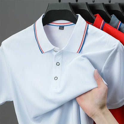 2026 New Men's Casual Solid Color Short Sleeved Polo Shirt Summer Fashionable and Comfortable Versatile Top