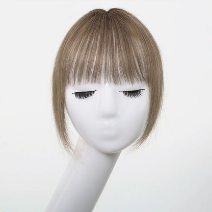 100% Remy Human Hair Toppers with Bangs Light Brown Hairpieces 3D Wispy Bangs for Women Thin Hair Real Human Hair Topper Clip In